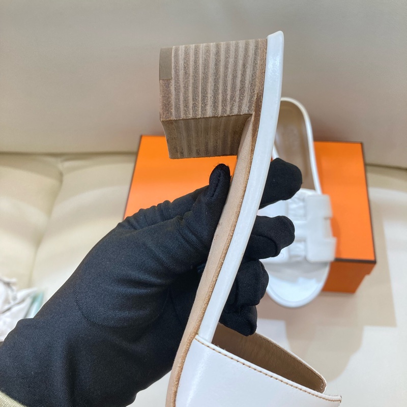 MS0551 Hermes 愛馬仕 H字 高跟涼鞋 光滑牛皮 白色 Oasis Sandal Swfit Blanc 38.5 Size-17