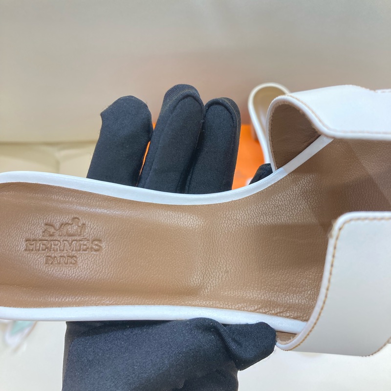 MS0551 Hermes 愛馬仕 H字 高跟涼鞋 光滑牛皮 白色 Oasis Sandal Swfit Blanc 38.5 Size-20