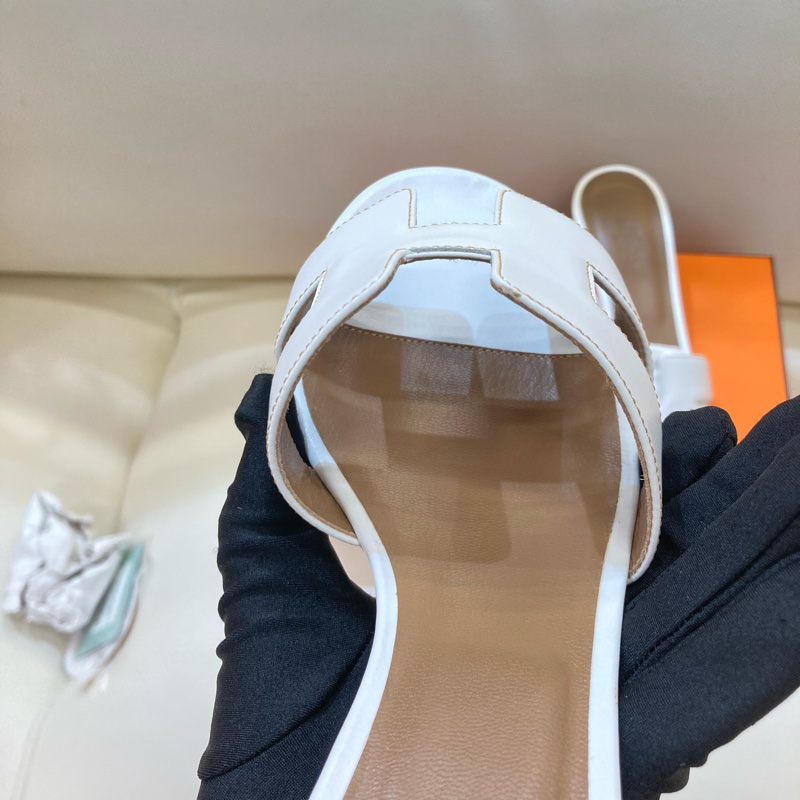 MS0551 Hermes 愛馬仕 H字 高跟涼鞋 光滑牛皮 白色 Oasis Sandal Swfit Blanc 38.5 Size-21