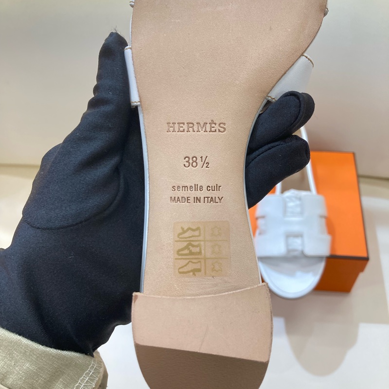 MS0551 Hermes 愛馬仕 H字 高跟涼鞋 光滑牛皮 白色 Oasis Sandal Swfit Blanc 38.5 Size-23