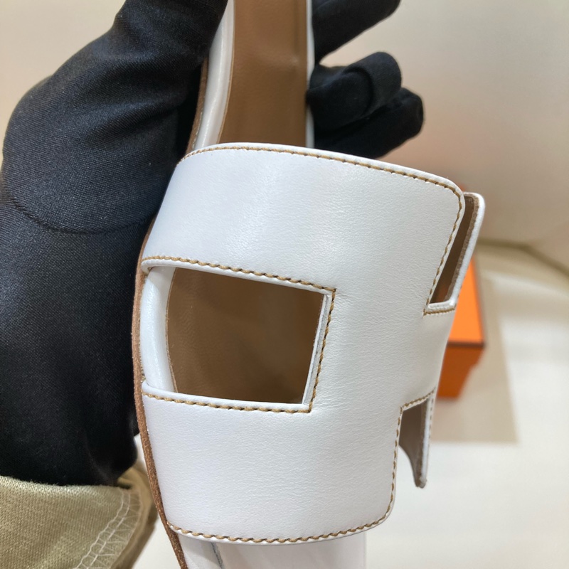 MS0551 Hermes 愛馬仕 H字 高跟涼鞋 光滑牛皮 白色 Oasis Sandal Swfit Blanc 38.5 Size-26