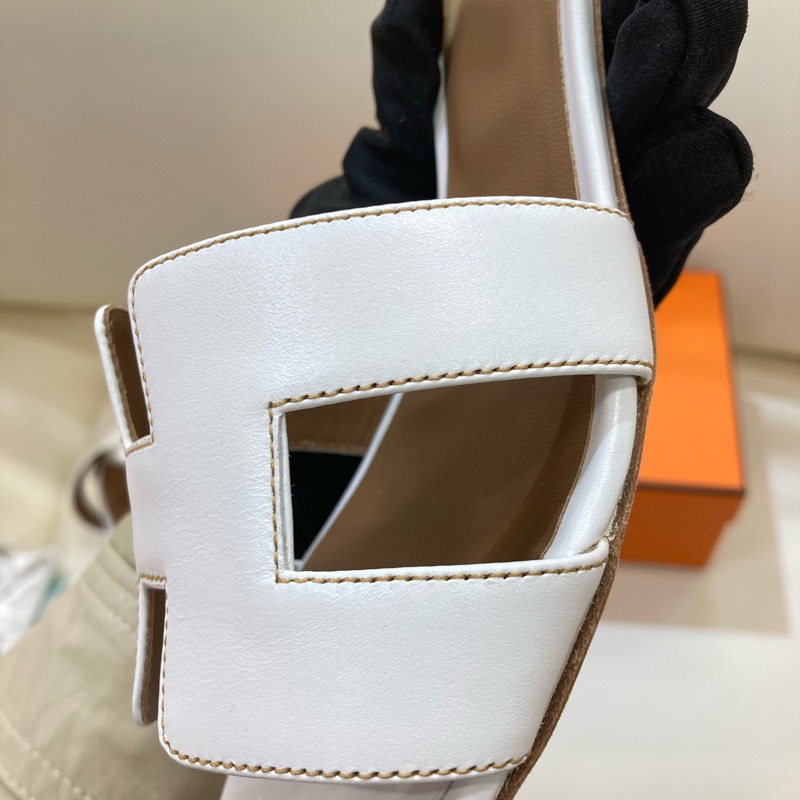 MS0551 Hermes 愛馬仕 H字 高跟涼鞋 光滑牛皮 白色 Oasis Sandal Swfit Blanc 38.5 Size-27