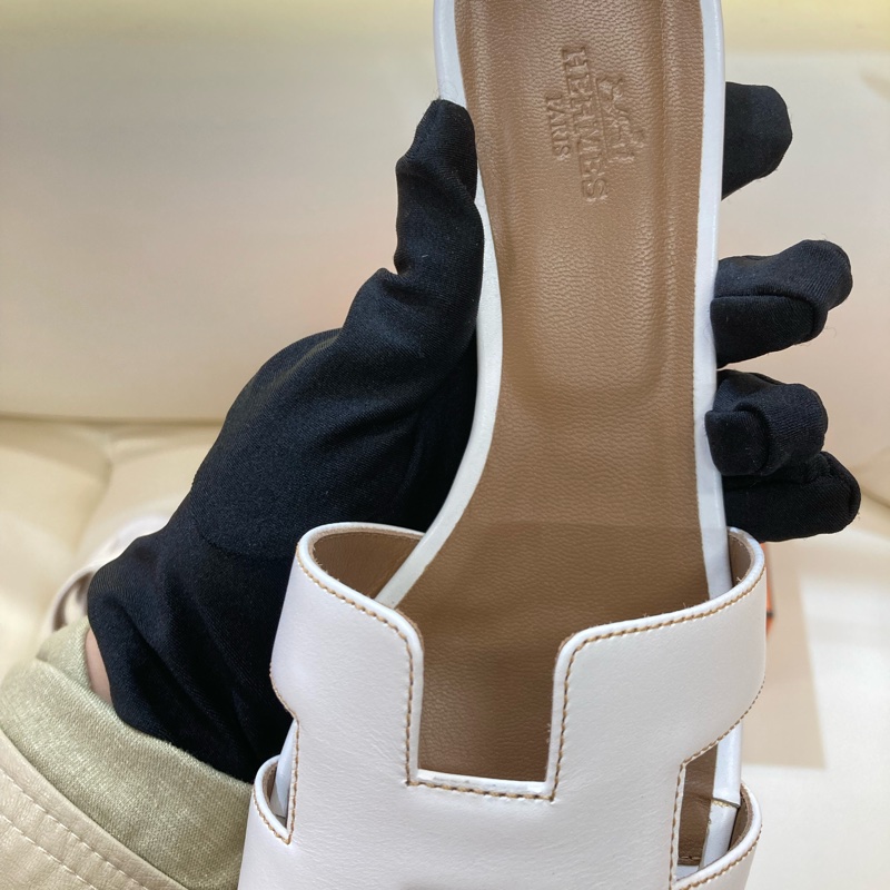 MS0551 Hermes 愛馬仕 H字 高跟涼鞋 光滑牛皮 白色 Oasis Sandal Swfit Blanc 38.5 Size-30