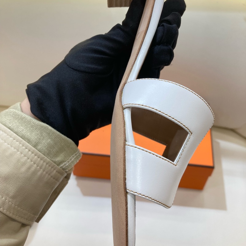 MS0551 Hermes 愛馬仕 H字 高跟涼鞋 光滑牛皮 白色 Oasis Sandal Swfit Blanc 38.5 Size-33