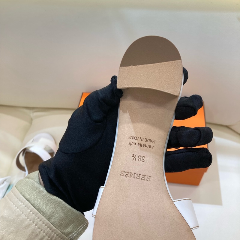MS0551 Hermes 愛馬仕 H字 高跟涼鞋 光滑牛皮 白色 Oasis Sandal Swfit Blanc 38.5 Size-34