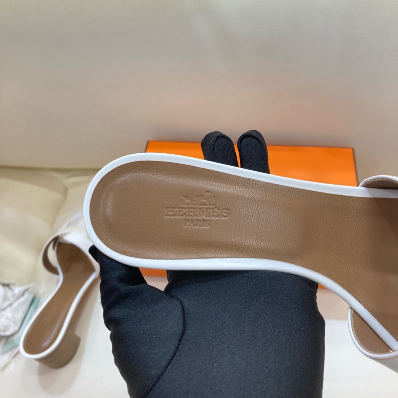 MS0551 Hermes 愛馬仕 H字 高跟涼鞋 光滑牛皮 白色 Oasis Sandal Swfit Blanc 38.5 Size-38