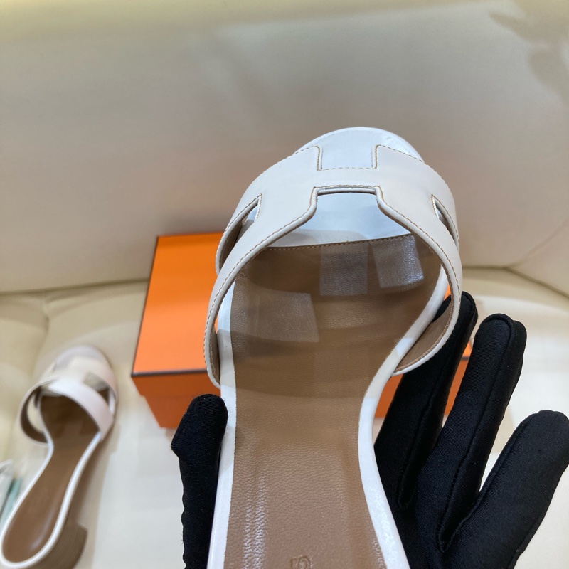 MS0551 Hermes 愛馬仕 H字 高跟涼鞋 光滑牛皮 白色 Oasis Sandal Swfit Blanc 38.5 Size-39
