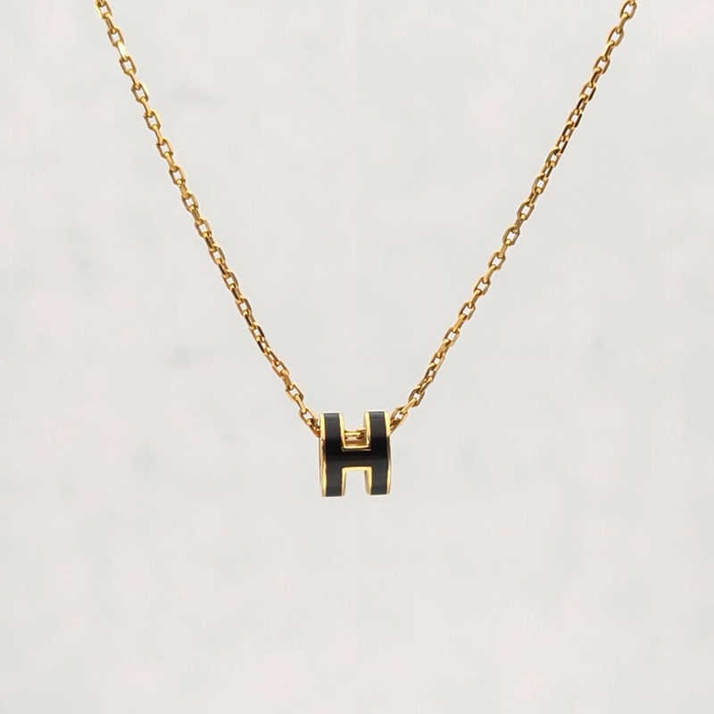 HERMES PopH項鏈Mini合金項鏈金色黑色-1