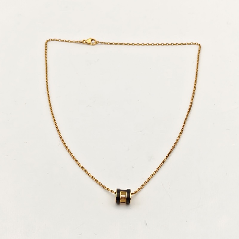 HERMES PopH項鏈Mini合金項鏈金色黑色-4