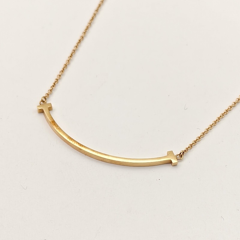 TIFFANY&CO TiffanyT微笑項鏈小號18K黃金項鏈黃金-1