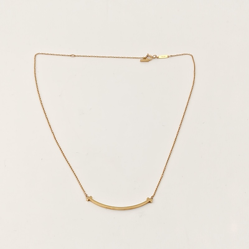 TIFFANY&CO TiffanyT微笑項鏈小號18K黃金項鏈黃金-3