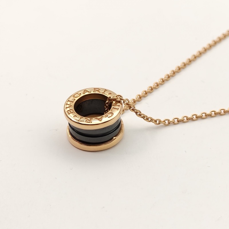 BVLGARI B.ZERO1彈簧項鏈三環扣18K玫瑰金/黑陶瓷項鏈-2