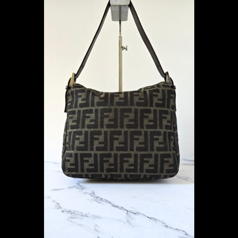 【LA LUNE】絕版中古包 Fendi Zucca咖啡色老花腋下包 側背包 單肩包 二手包-6