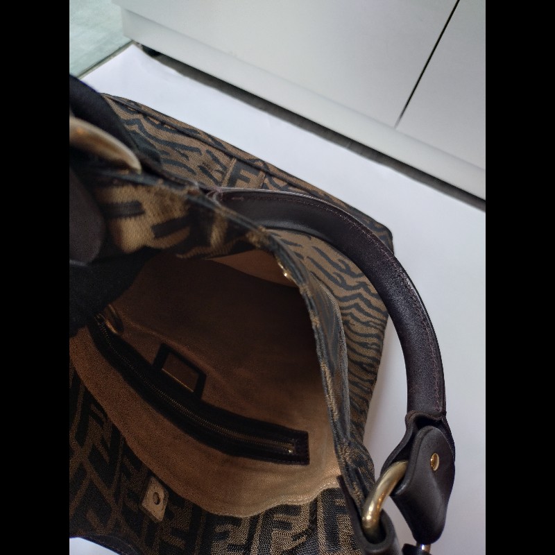 Fendi 咖把動物紋FF布直式托特包-23