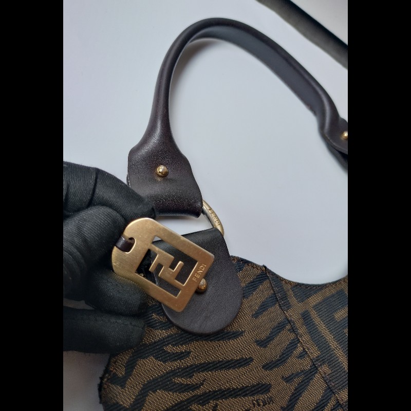 Fendi 咖把動物紋FF布直式托特包-33