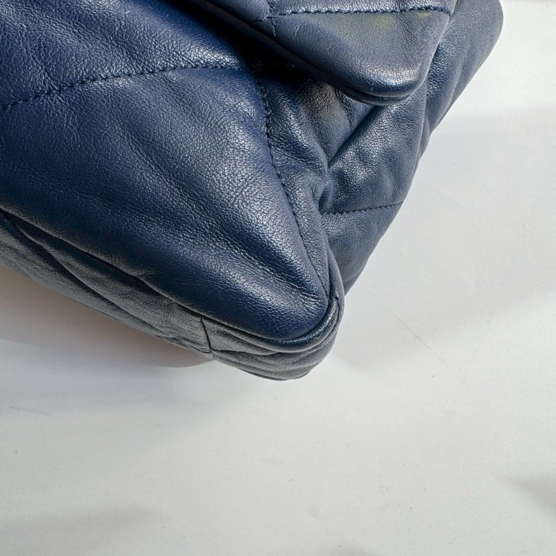‼️9成新 Chanel 深藍色羊皮19金釦手提肩背包-5
