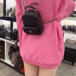 東區正精品㊣CHANEL AP3753 全新香奈兒黑色荔枝皮牛皮前口袋金釦拉鍊迷你後背包斜背包小書包 RZ4680-4