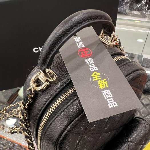 東區正精品㊣CHANEL AP3753 全新香奈兒黑色荔枝皮牛皮前口袋金釦拉鍊迷你後背包斜背包小書包 RZ4680-7
