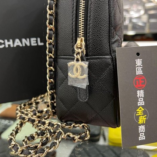 東區正精品㊣CHANEL AP3753 全新香奈兒黑色荔枝皮牛皮前口袋金釦拉鍊迷你後背包斜背包小書包 RZ4680-8