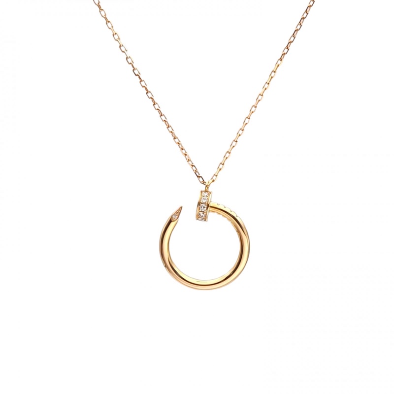CARTIER JUSTEUNCLOU釘子14顆鑽項鏈18K玫瑰金/鑽石項鏈-0