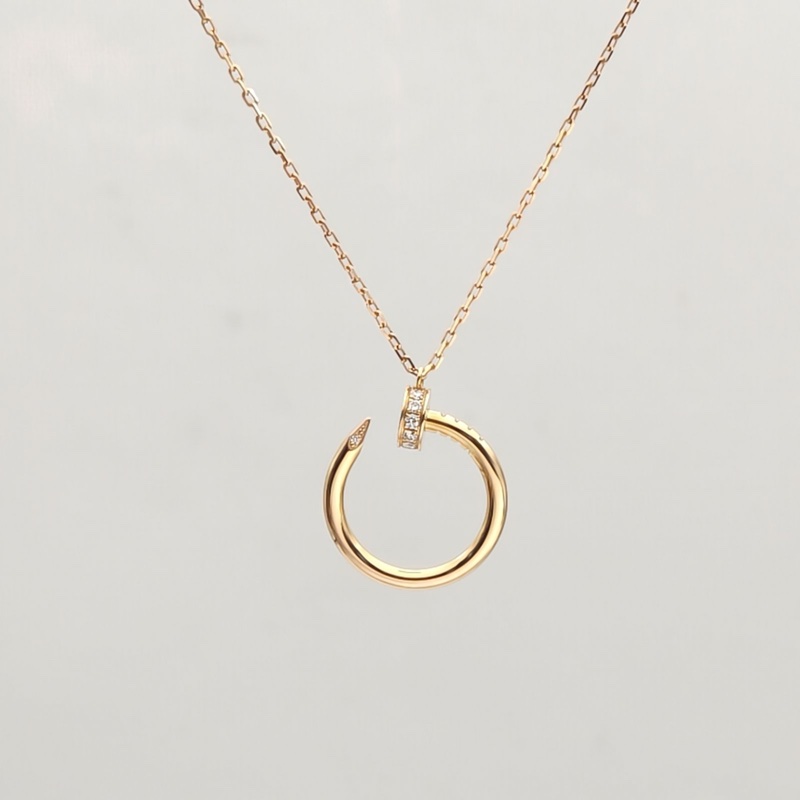 CARTIER JUSTEUNCLOU釘子14顆鑽項鏈18K玫瑰金/鑽石項鏈-1
