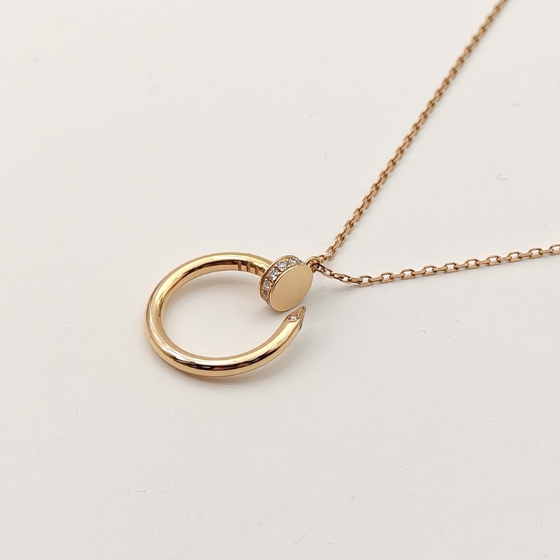 CARTIER JUSTEUNCLOU釘子14顆鑽項鏈18K玫瑰金/鑽石項鏈-3
