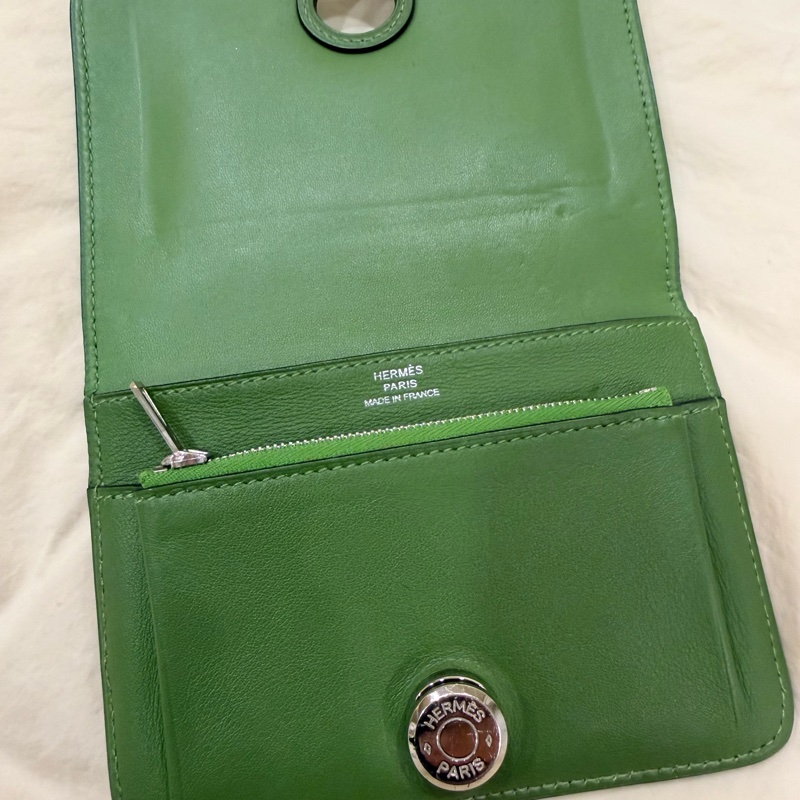 Hermes Dogon Compact 愛馬仕 綠色皮革 銀扣 錢包 皮夾-2