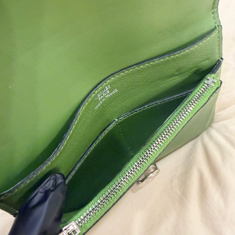 Hermes Dogon Compact 愛馬仕 綠色皮革 銀扣 錢包 皮夾-5