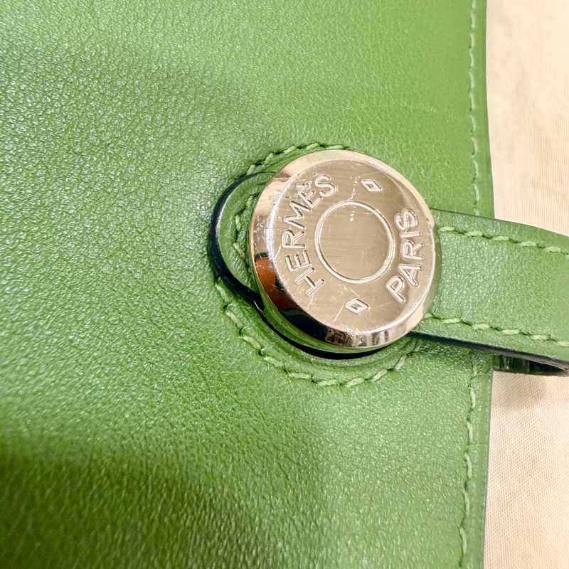 Hermes Dogon Compact 愛馬仕 綠色皮革 銀扣 錢包 皮夾-8