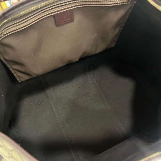 東區正精品㊣GUCCI 201482 PVC拼咖啡皮邊拉鍊手提包托特包 RZ4364-3