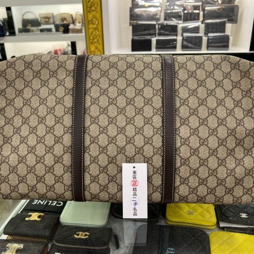 東區正精品㊣GUCCI 201482 PVC拼咖啡皮邊拉鍊手提包托特包 RZ4364-7