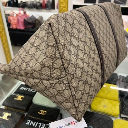 東區正精品㊣GUCCI 201482 PVC拼咖啡皮邊拉鍊手提包托特包 RZ4364-9