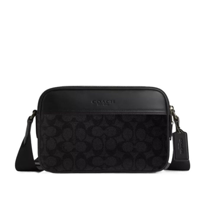 Coach 男士 可調節肩帶斜挎包 22.86cm*6.99cm*15.24cm-0