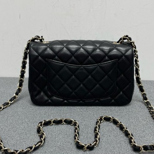 香奈兒/Chanel 黑色金扣羊皮 大mini鏈條包-1