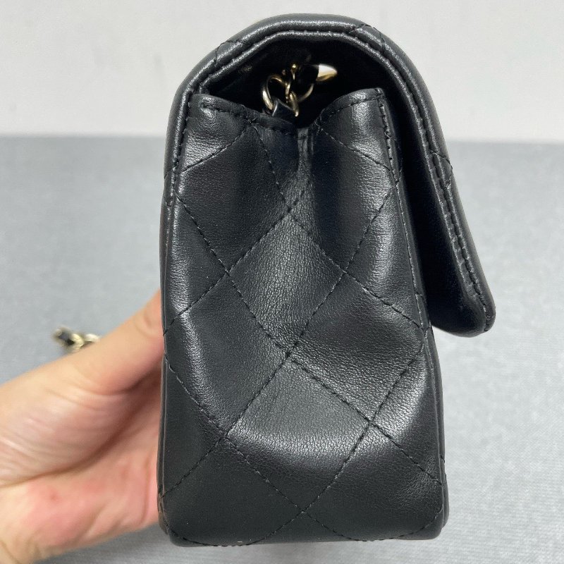 香奈兒/Chanel 黑色金扣羊皮 大mini鏈條包-3