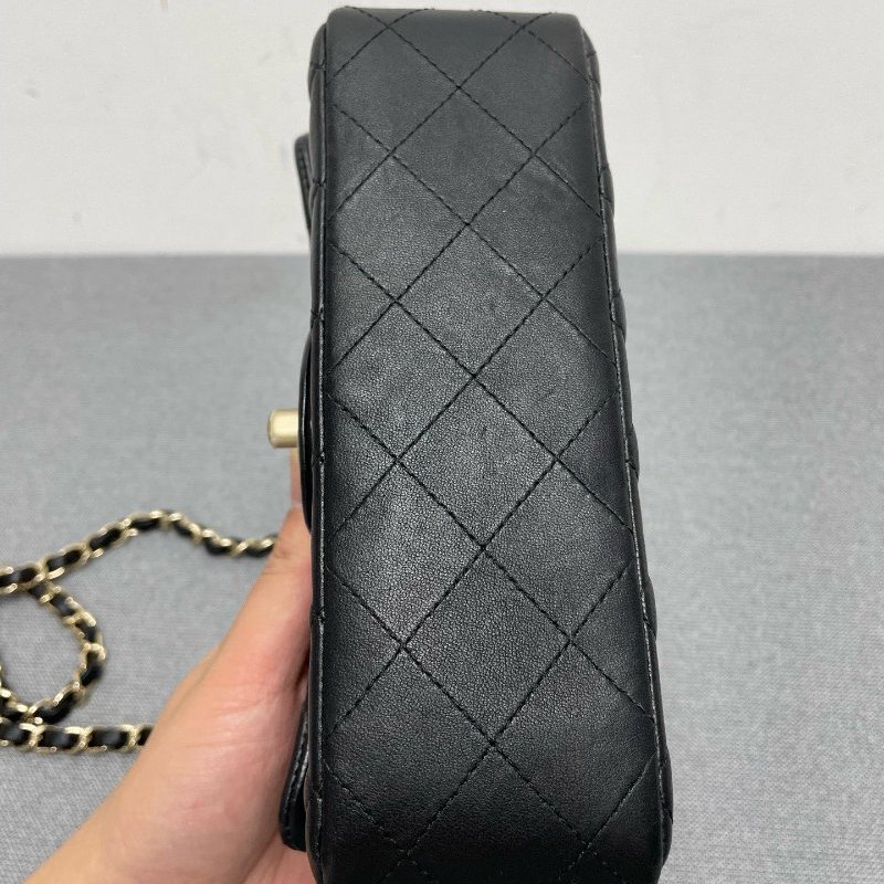 香奈兒/Chanel 黑色金扣羊皮 大mini鏈條包-7