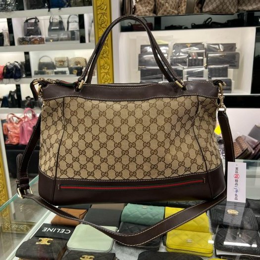 東區正精品㊣Gucci 257349 緹花布紅綠紅蝴蝶結手提包斜背包兩用包 RZ4365-4