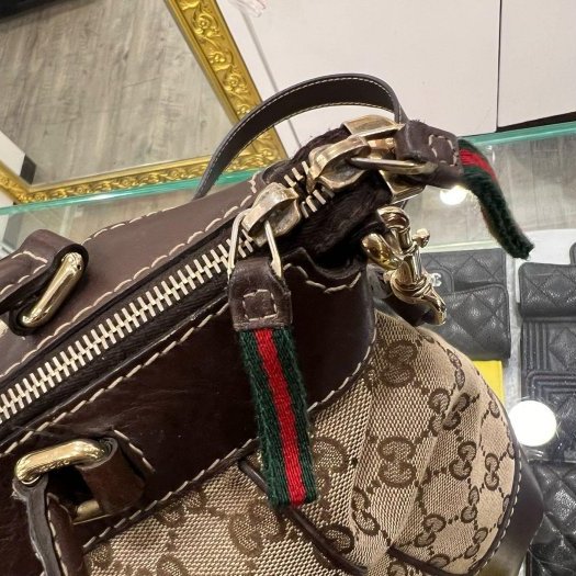 東區正精品㊣Gucci 257349 緹花布紅綠紅蝴蝶結手提包斜背包兩用包 RZ4365-6