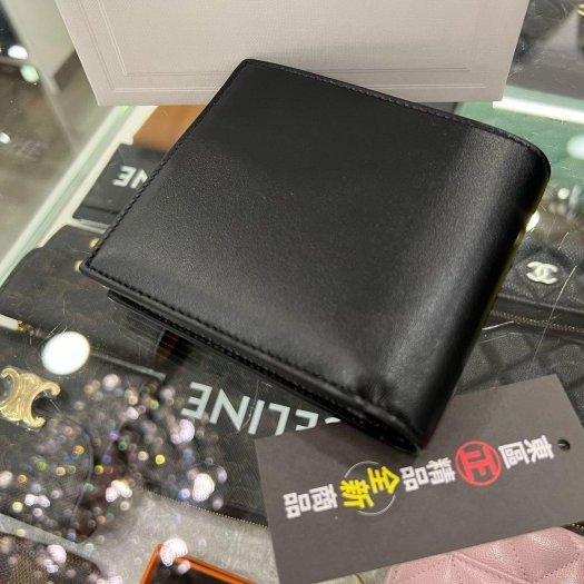 東區正精品㊣CELINE 10C873DME 全新黑色全皮白字LOGO 卡片零錢袋對開短夾RZ4351-8