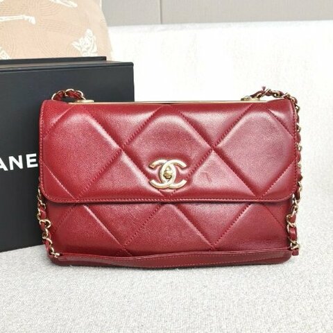 香奈兒/Chanel 紅金TrendyCC 羊皮鏈條肩背包
