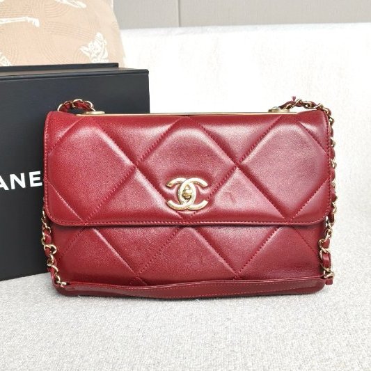 香奈兒/Chanel 紅金TrendyCC 羊皮鏈條肩背包-0
