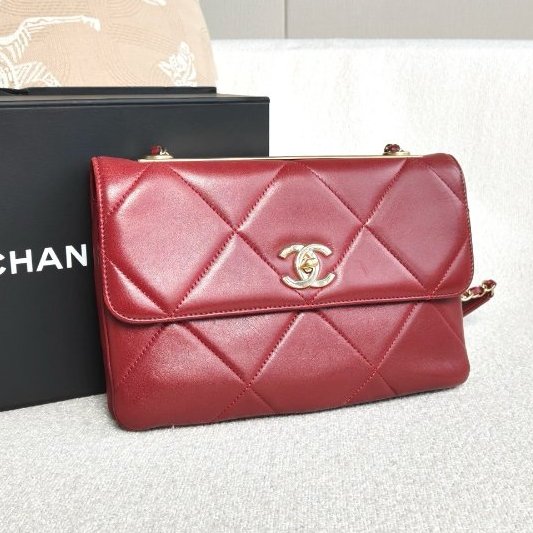 香奈兒/Chanel 紅金TrendyCC 羊皮鏈條肩背包-2