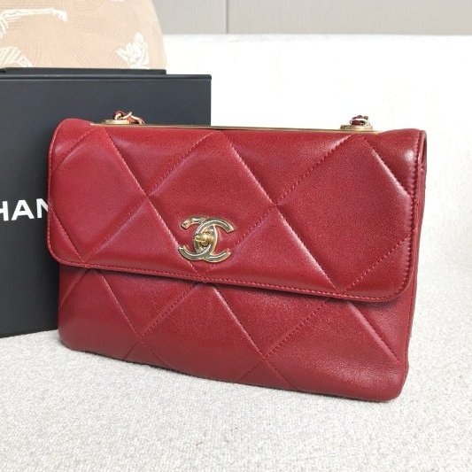 香奈兒/Chanel 紅金TrendyCC 羊皮鏈條肩背包-3