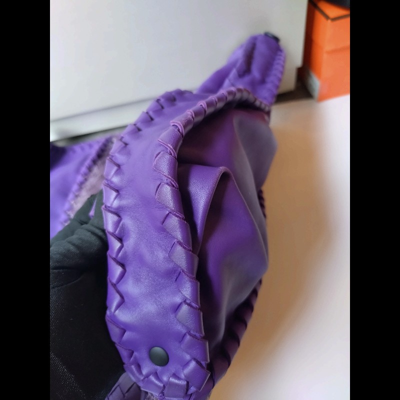 BV 紫皮局部編織拼蛇皮大托特包-14