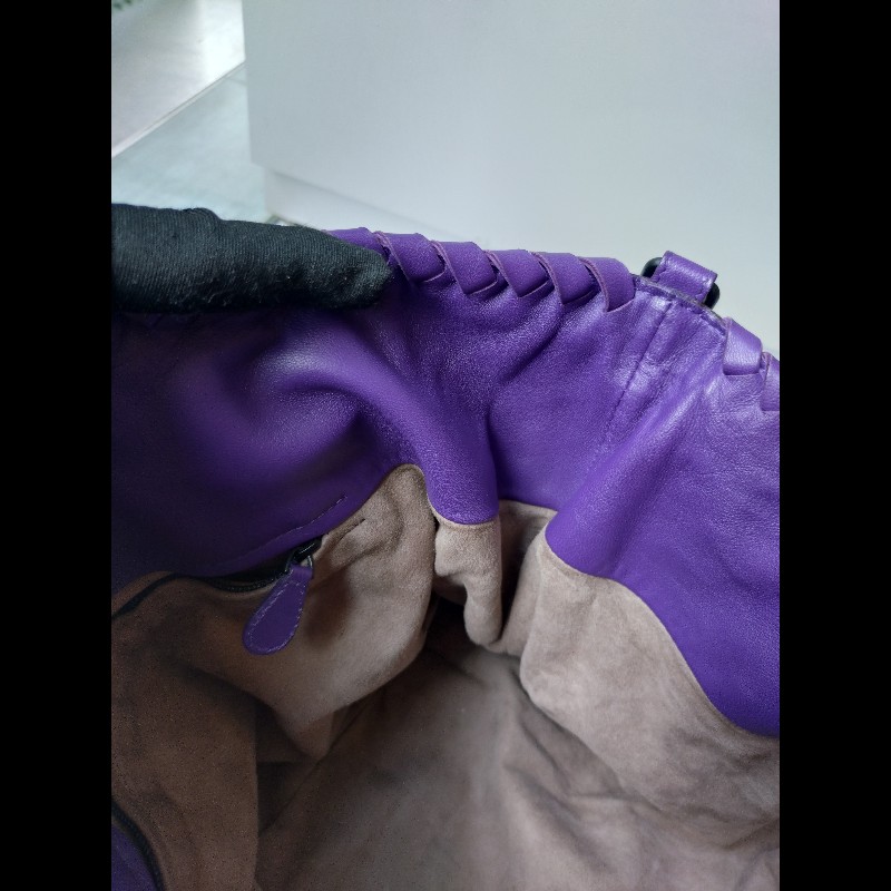 BV 紫皮局部編織拼蛇皮大托特包-19