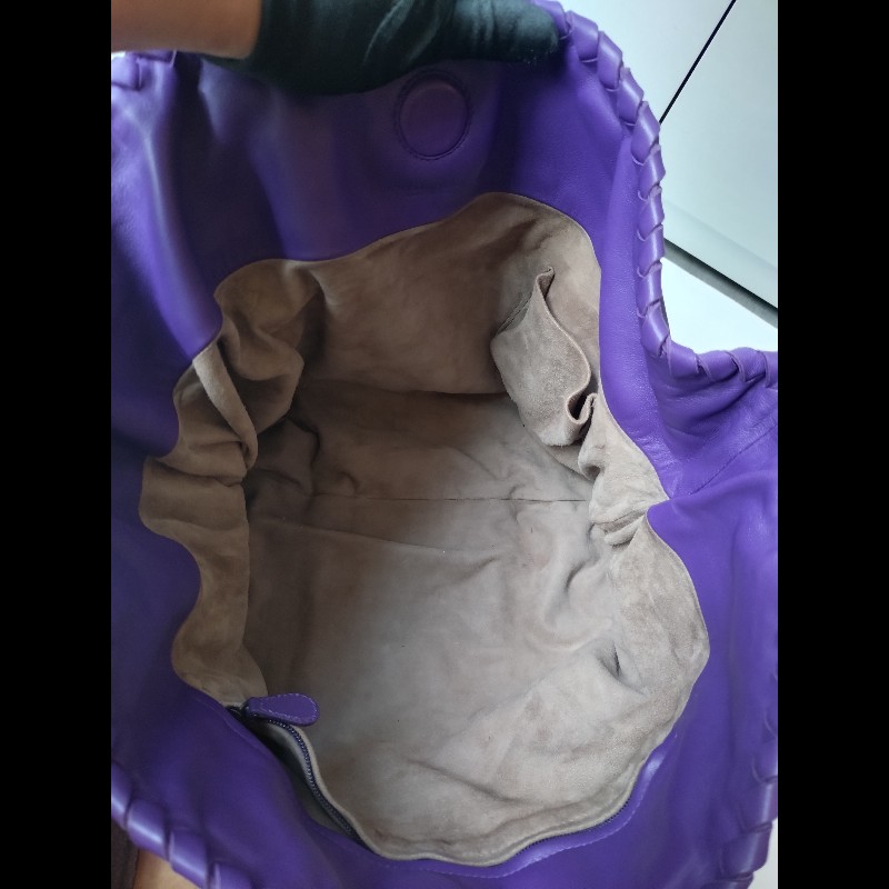 BV 紫皮局部編織拼蛇皮大托特包-25