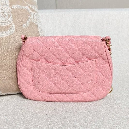 香奈兒/Chanel 中古元寶腋下包 粉色金扣荔枝皮-1