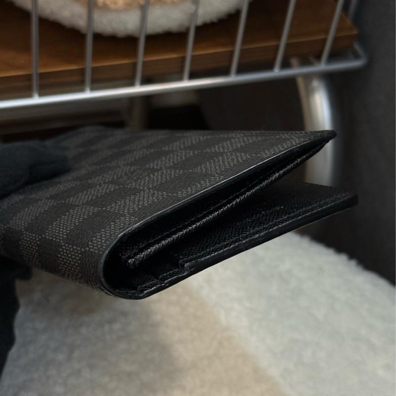 （閒置品)Lv 黑棋盤格對開長夾-6