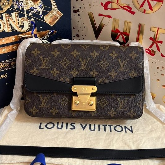 芯片款 路易威登/Louis Vuitton 老花拼黑色皮革Marceau馬爾索郵差鏈條包-0