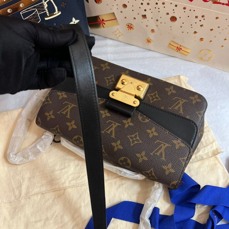 芯片款 路易威登/Louis Vuitton 老花拼黑色皮革Marceau馬爾索郵差鏈條包-8